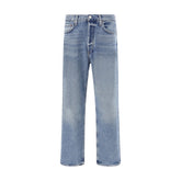 Agolde Light Blue Cotton Straight-Leg Jeans